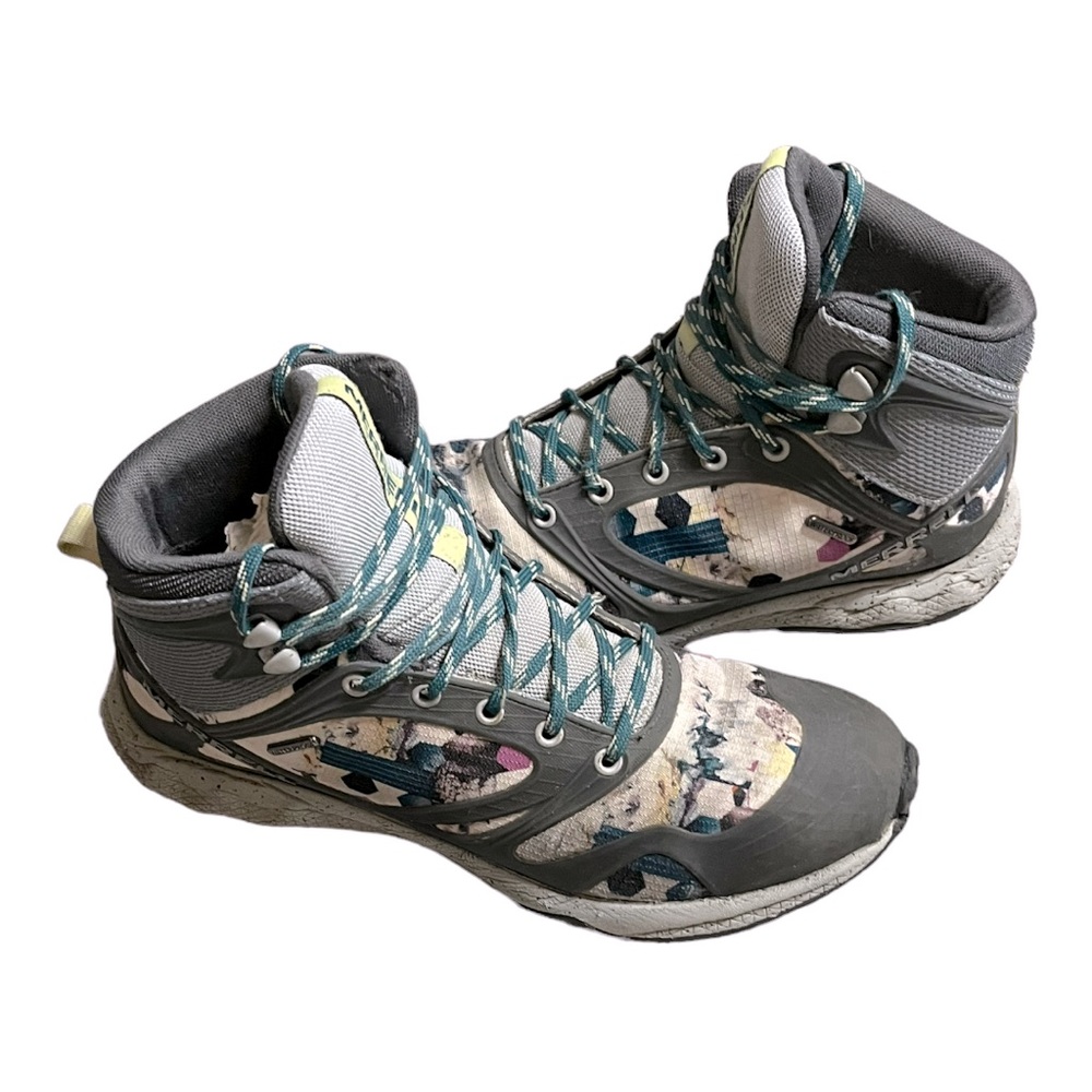 women’s MERRELL Altalight Mid Waterproof Multi Print teal/grey hiking Boots - Picture 3 of 8